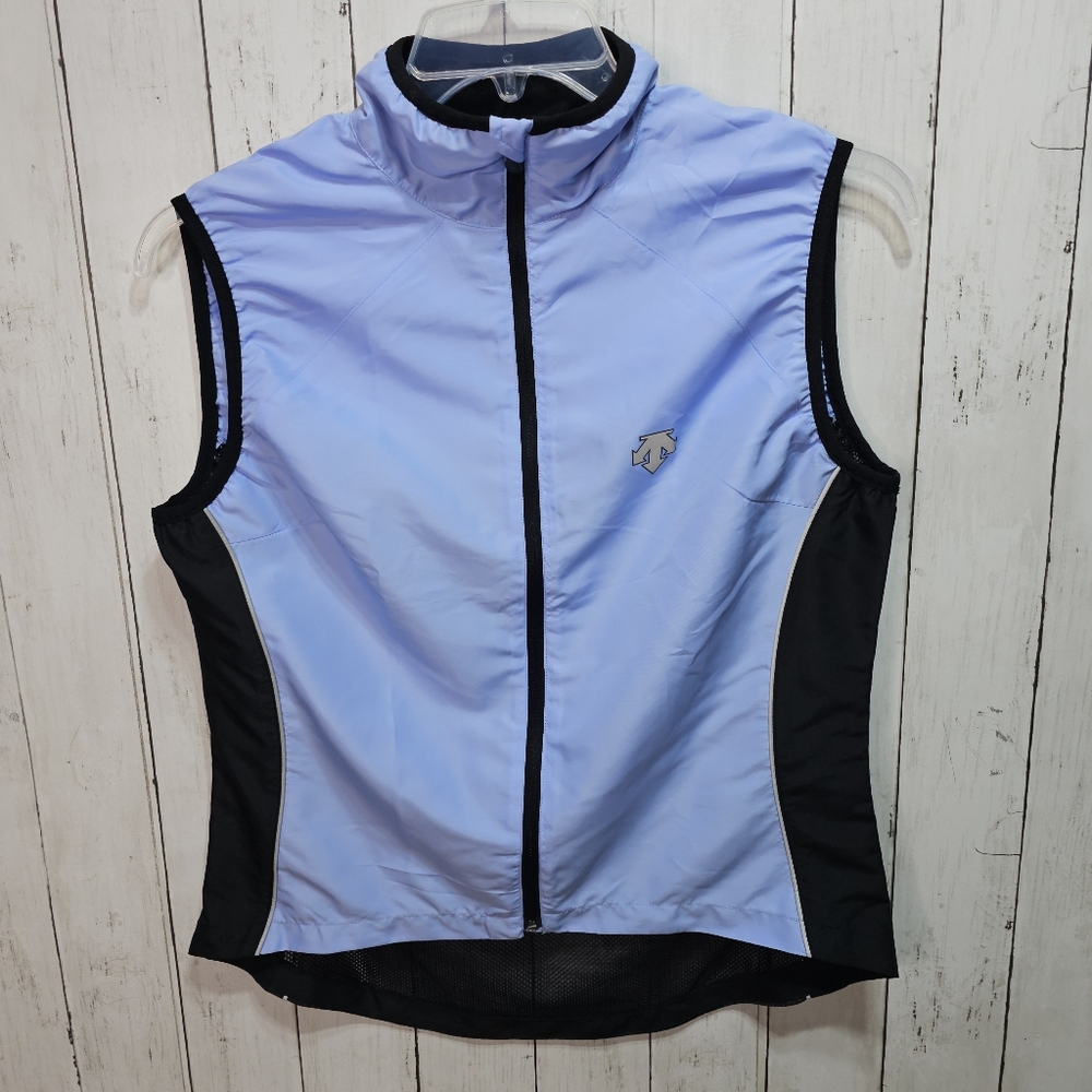 Descente Women's Blue Black Lightweight Cycling Vest Mesh Back Size Large.